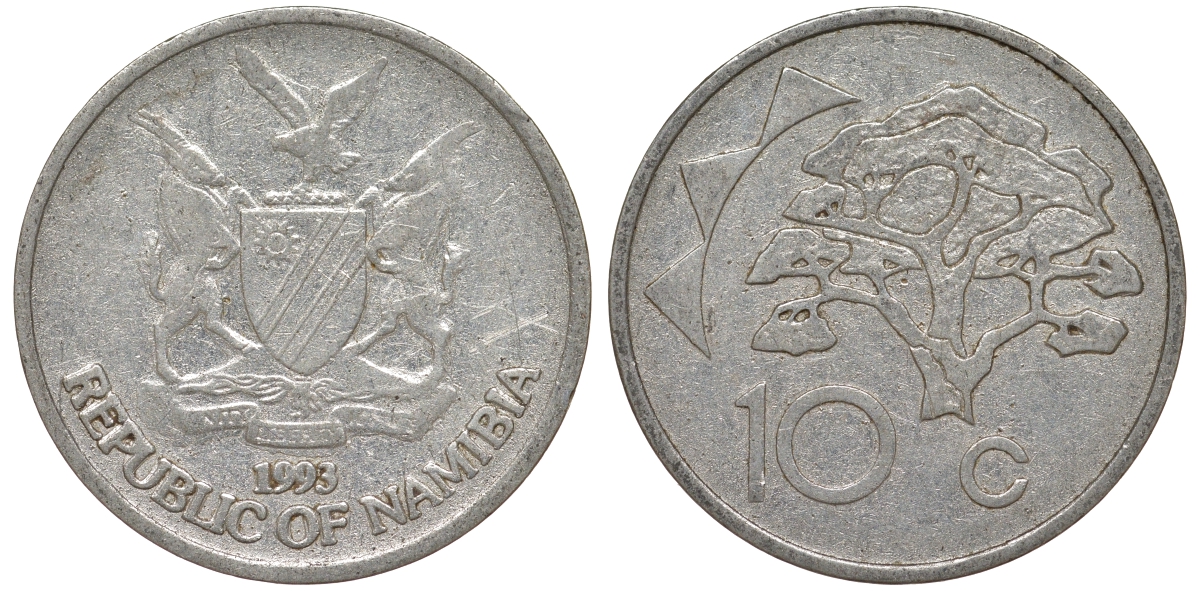 Намибия 10 центов 1998 дерево KM 2 никелированная сталь 4163-921