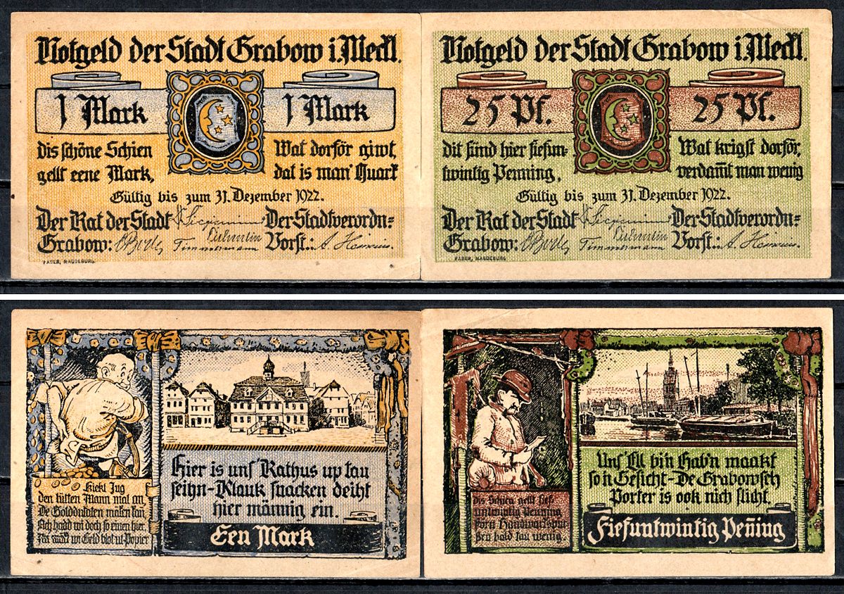 Грабов (Эльде) (Мекленбург-Шверин) набор из 2 нотгельдов 1921 7556-12-3-1