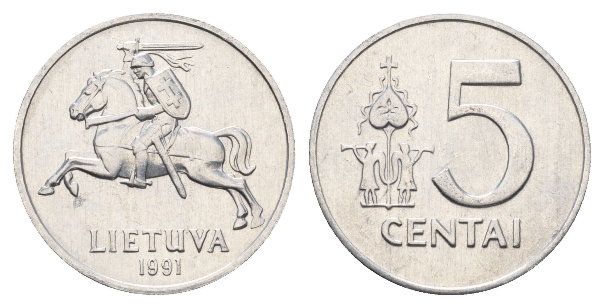 Литва 5 центов (сентов) 1991 год-тип KM 87 алюминий UNC 4688-932