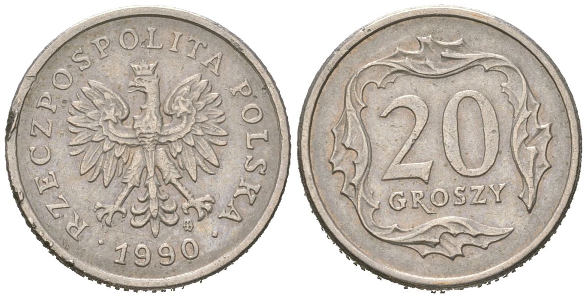 Польша 20 грошей 1990 KM 280 медно-никель 4516-159