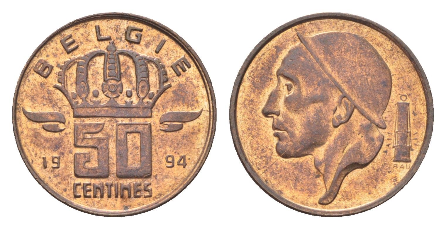 Бельгия 50 сантимов 1994 Belgie, Бодуэн I (1951-1993) KM 149 бронза 4705-315