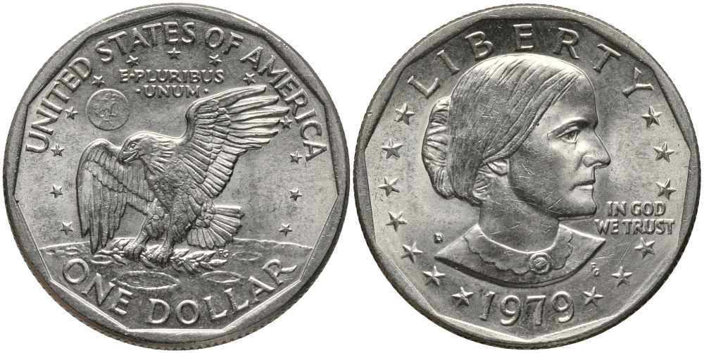 США 1 доллар 1979 D, Сьюзен Энтони KM 207 медь плакированная медно-никелем 111-923