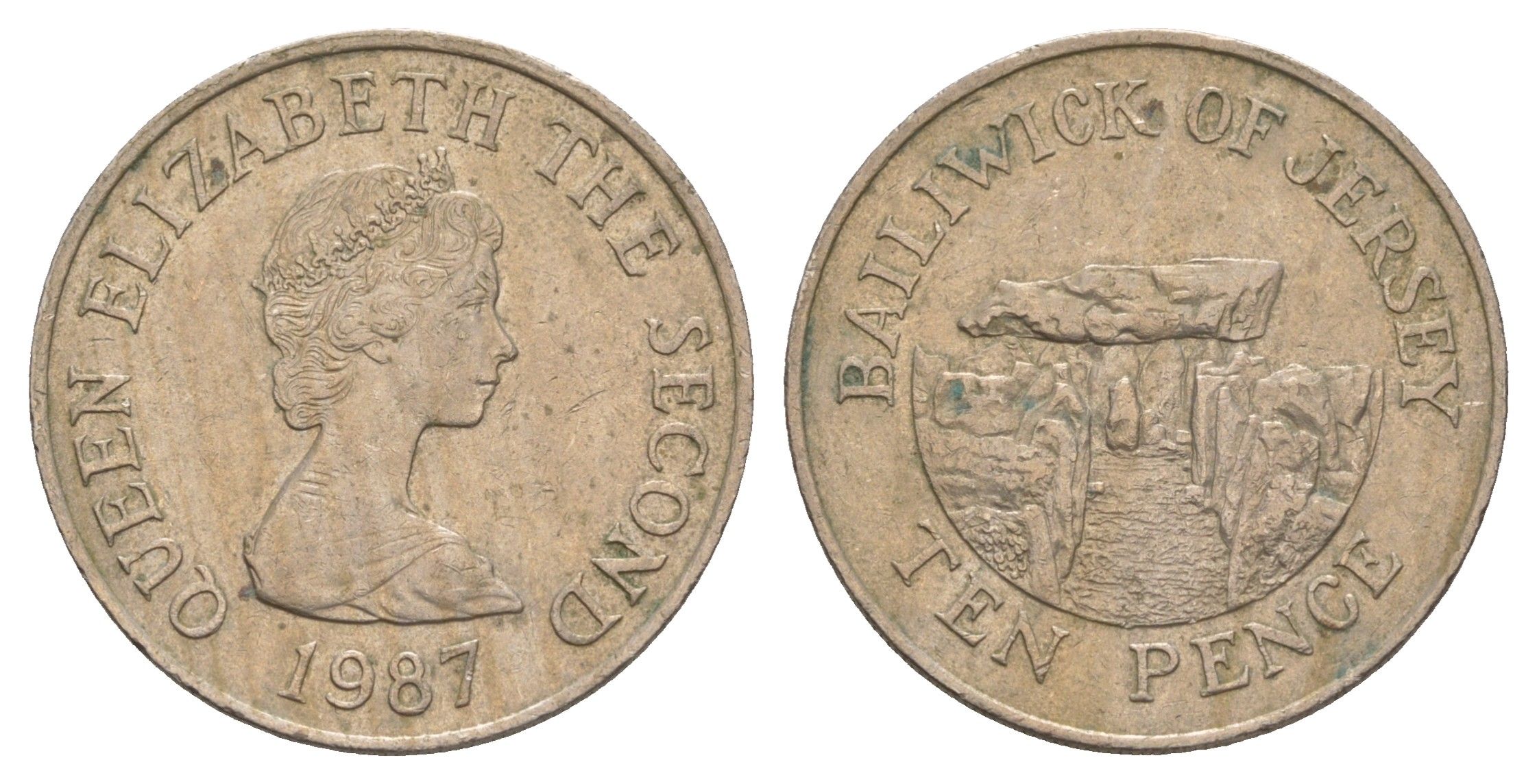 Джерси 10 пенсов 1987 Ла-Хуг-Би, Елизавета II (1952-2022) KM 57.1 медно-никель 4653-1022