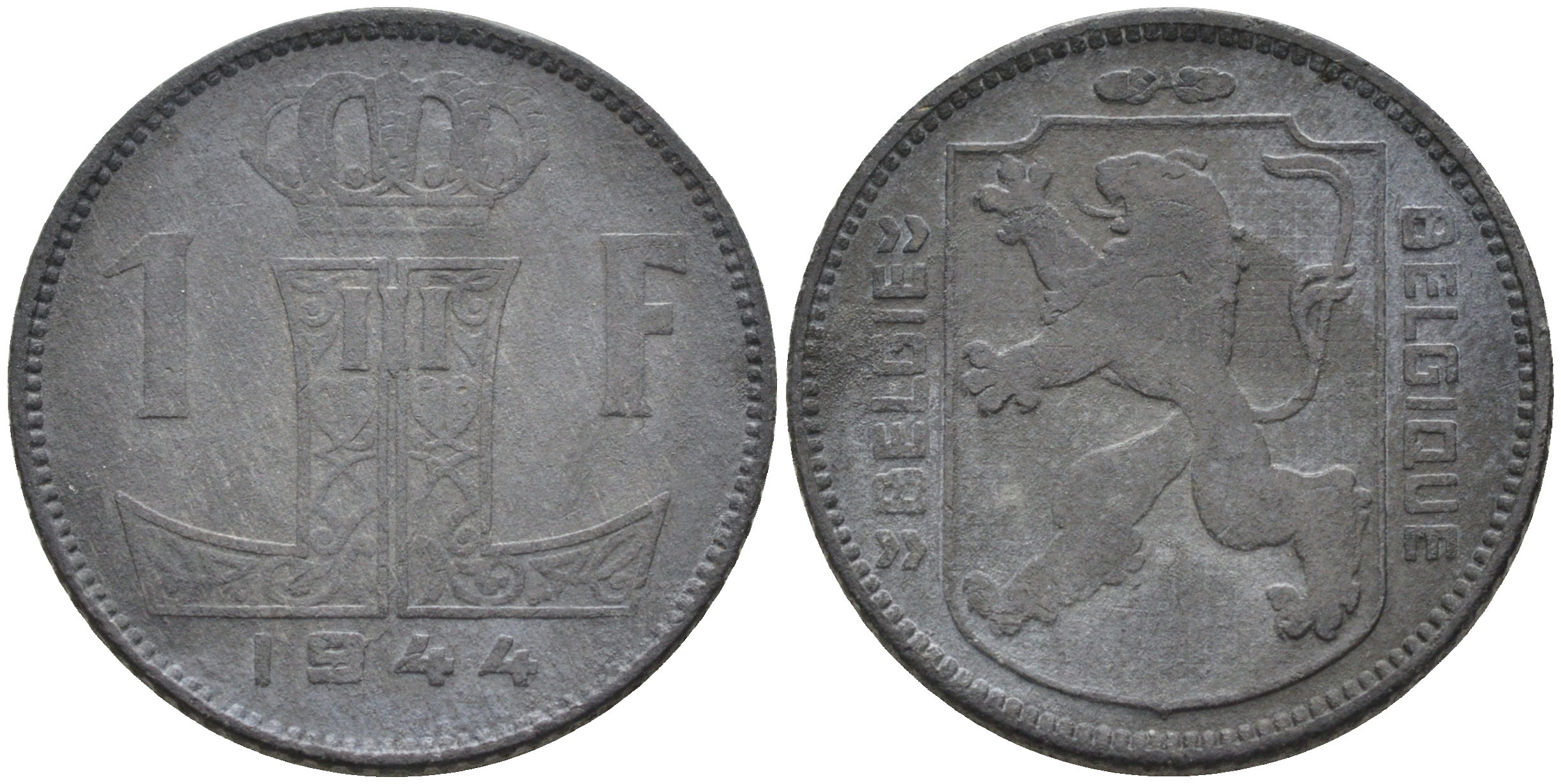 БЕЛЬГИЯ 1 ФРАНК 1944 BELGIE - BELGIQUE KM 128 цинк 4589-812