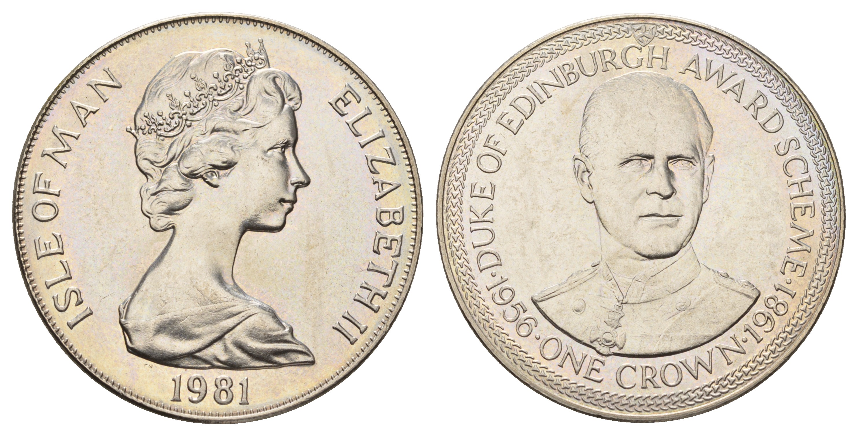 Остров Мэн 1 крона 1981 приз герцога Эдинбургского, портрет герцога КМ 73 медно-никель UNC 4386-215