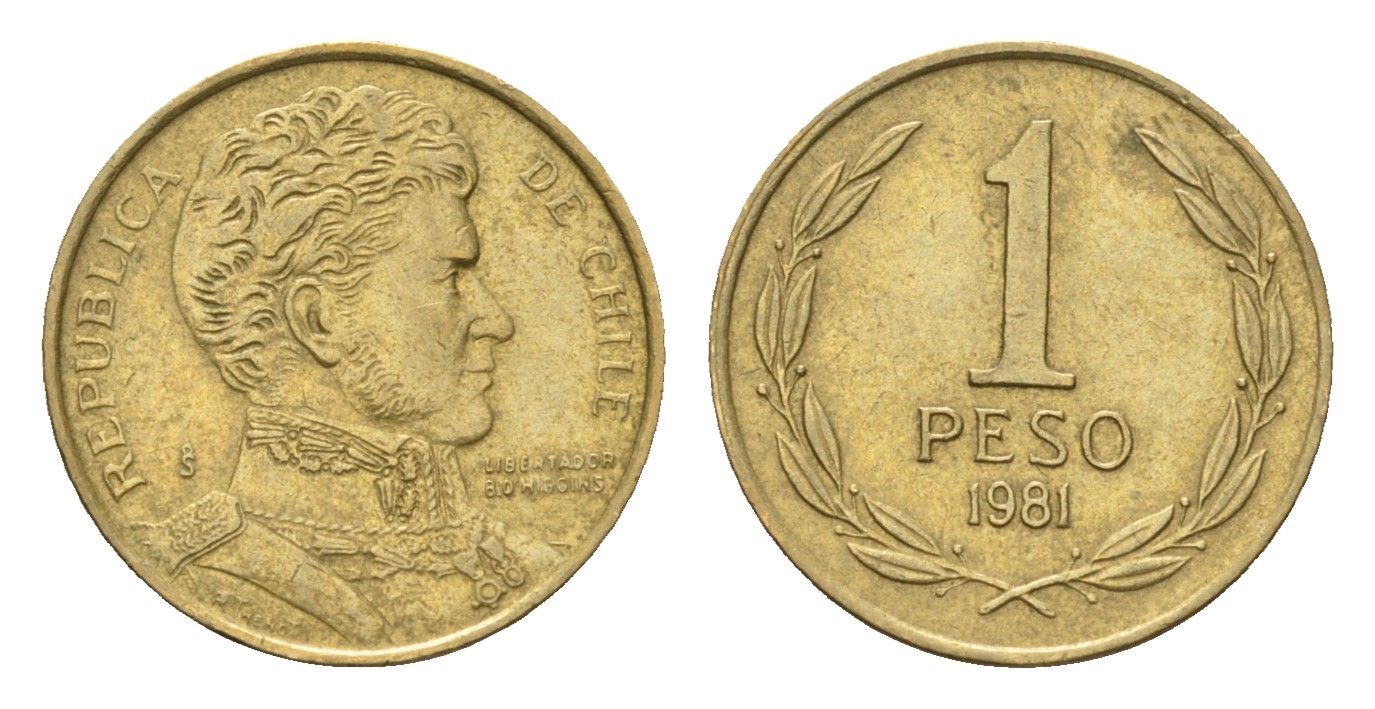 Чили 1 песо 1981 KM 216 алюминиевая бронза 4689-147