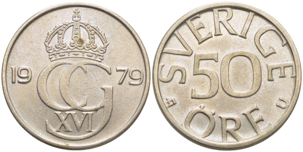 Швеция 50 эре 1979 U Карл XVI Густав (1973- ) KM 855 медно-никель 175-1042