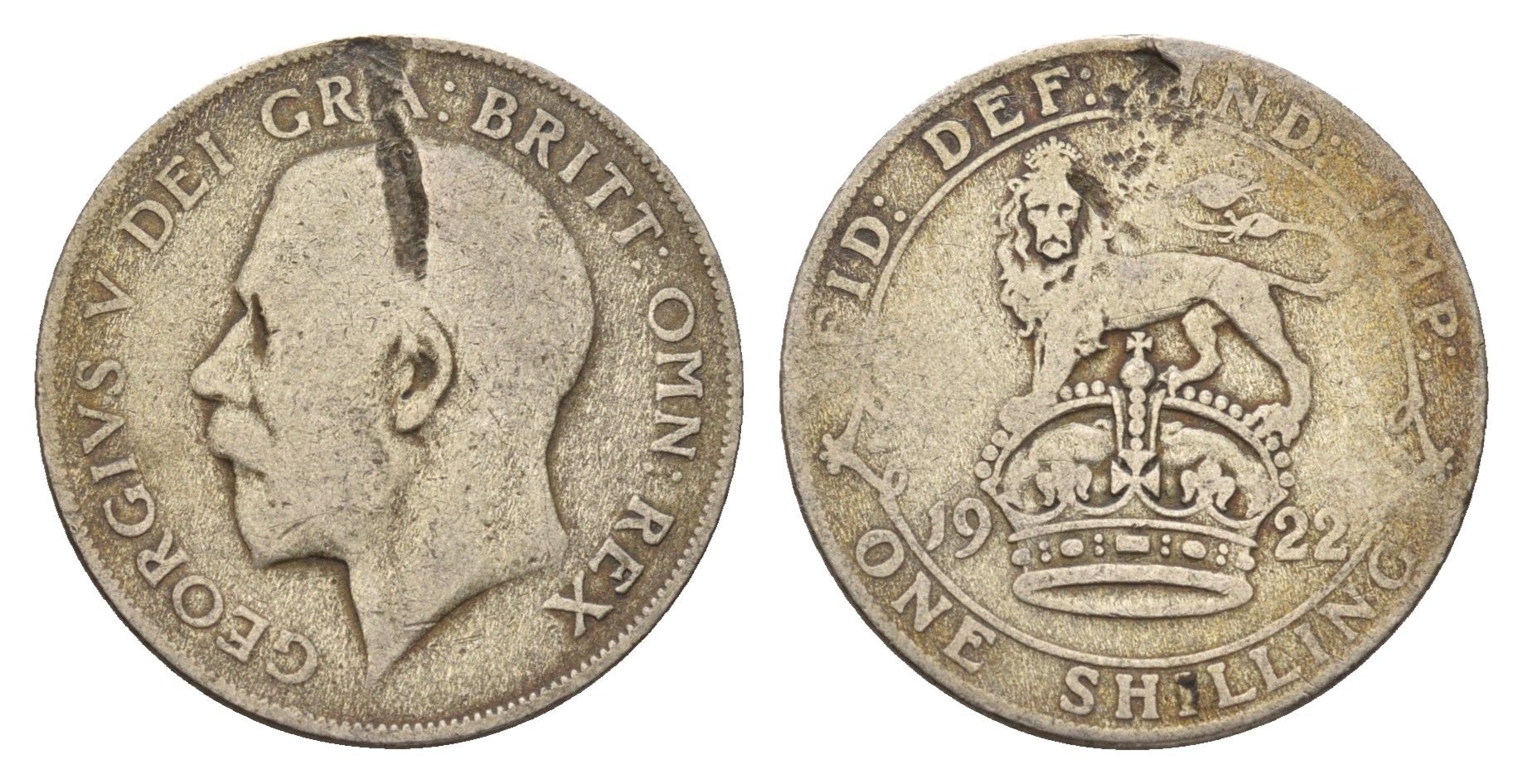 Великобритания 1 шиллинг 1922 Георг V (1910-1936) KM 816a, Spink 4023 серебро 181-143