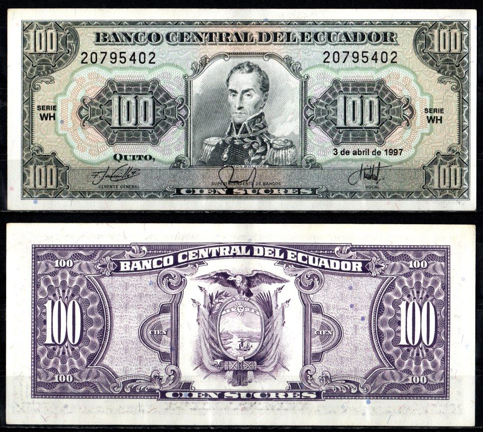 Эквадор 100 сукре 1997 Pick 123 Ad бумага 7547-84-1-2
