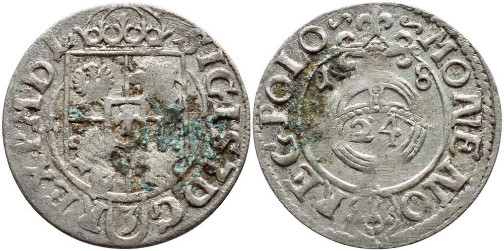 Польша 1/24 талера 1618 Сигизмунд III, Ваза (1587-1632) KM 41 серебро    1530-433