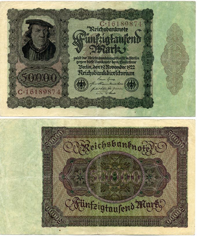 ГЕРМАНИЯ 50000 МАРОК 1922 19 НОЯБРЯ 1922 Pick 80 бумага 7486-75-2