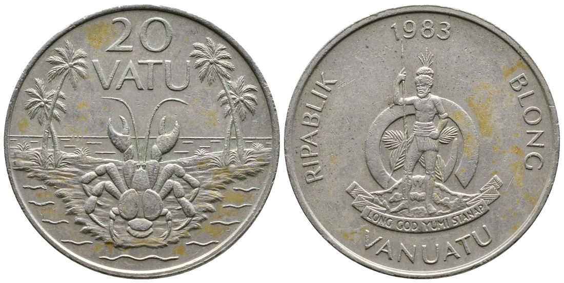 Вануату 20 вату 1983 серия FAO, краб КМ 7 медно-никель 4384-1035
