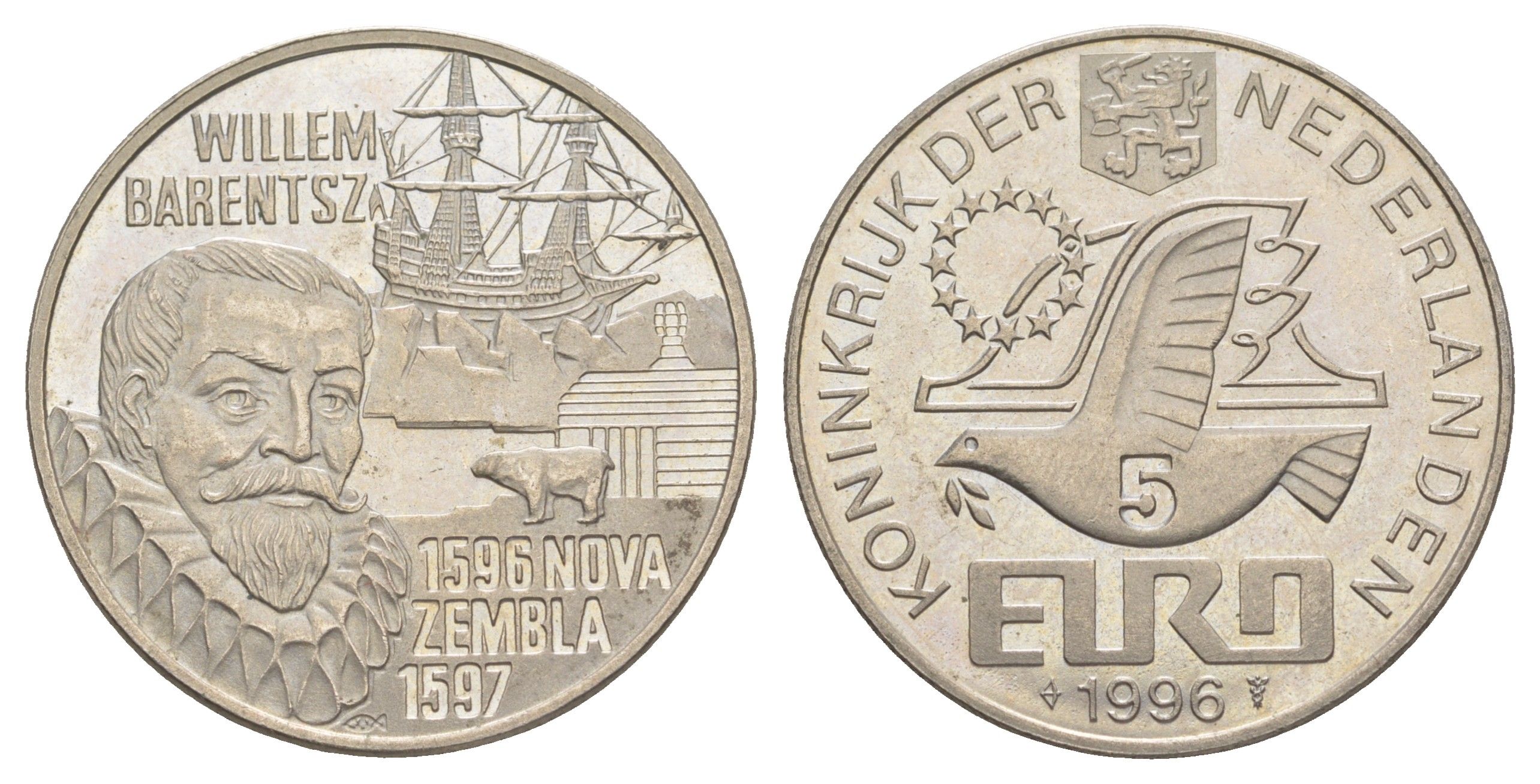 Нидерланды 5 евро 1996 Виллем Баренц X 121 медно-никель BU 4645-1123