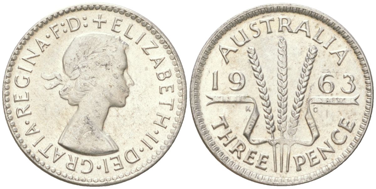 Австралия 3 пенса 1963 Елизавета II (1952-2022) KM 57 серебро 4623-127