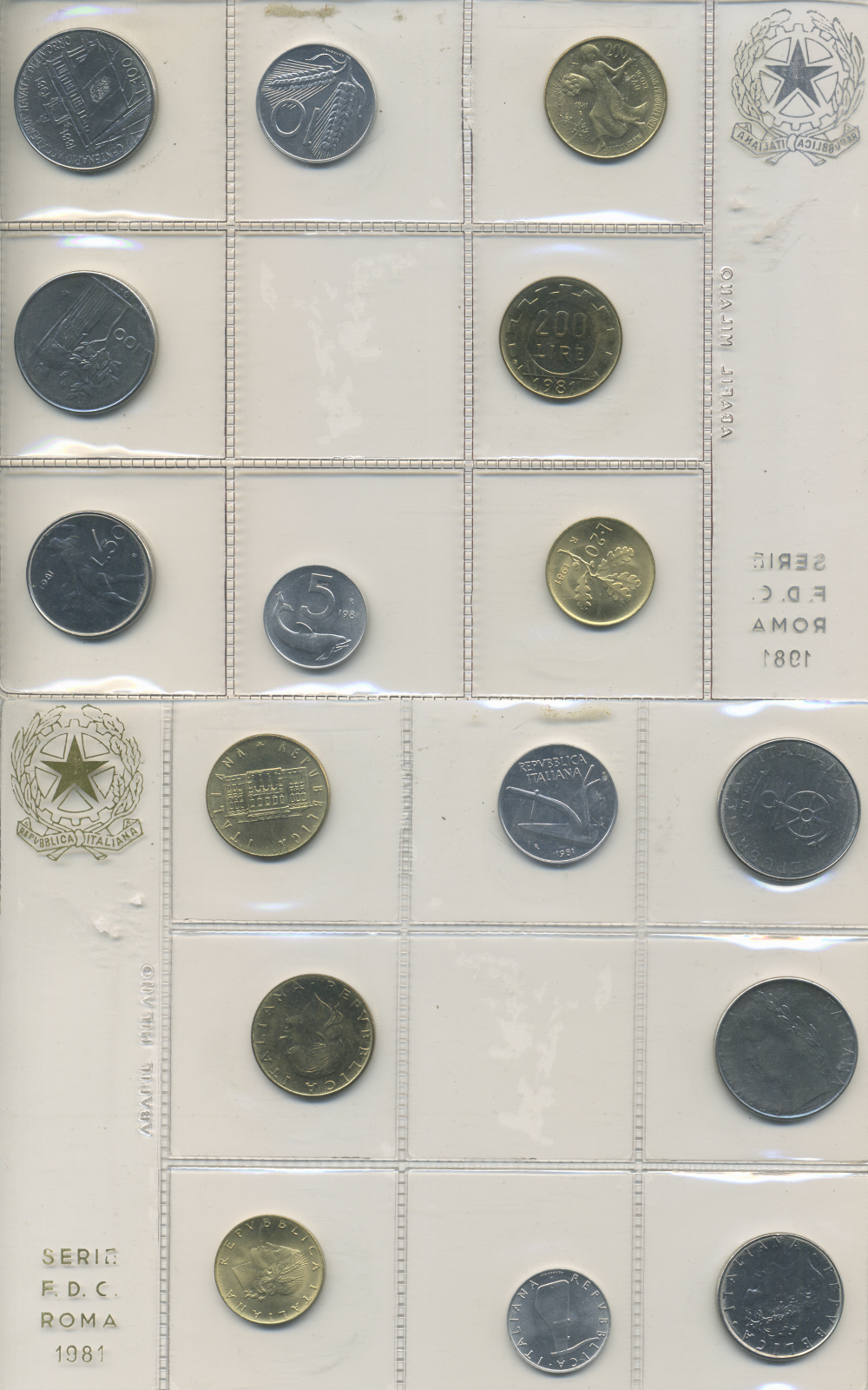 Италия набор из 8 монет 1981 оригинальная запайка, FAO    UNC  5-6-2-30