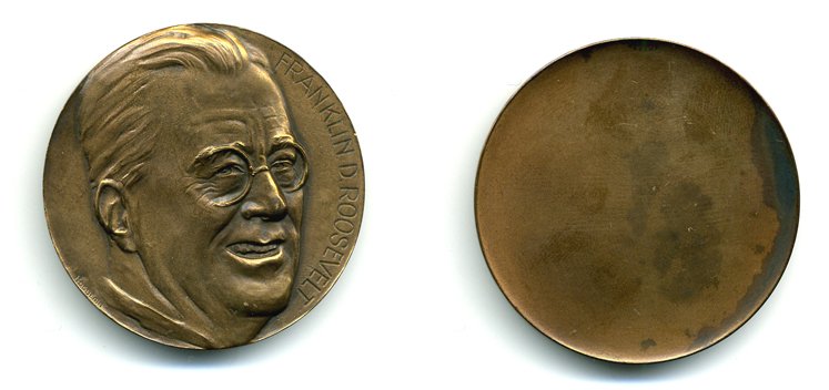 США МЕДАЛЬ ND ФРАНКЛИН РУЗВЕЛЬТ, 50,0 мм, 55,5 гр бронза 1079-3-13