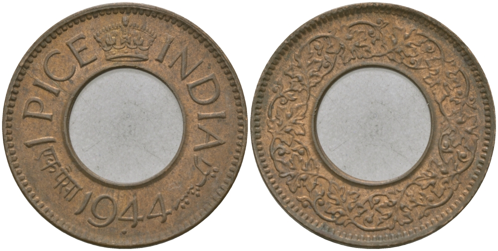 Британская Индия 1 пайс 1944 Георг VI (1936-1952) KM 533 бронза 33-1052