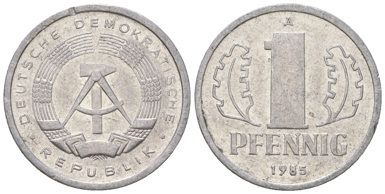 ГДР 1 пфенниг 1985 A KM 8.2 алюминий 4668-1167