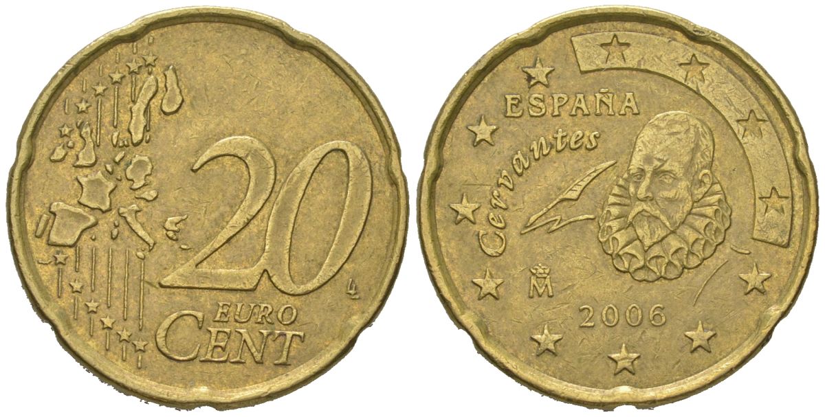 Испания 20 евроцентов 2006 M KM 1044 нордик 4604-1023