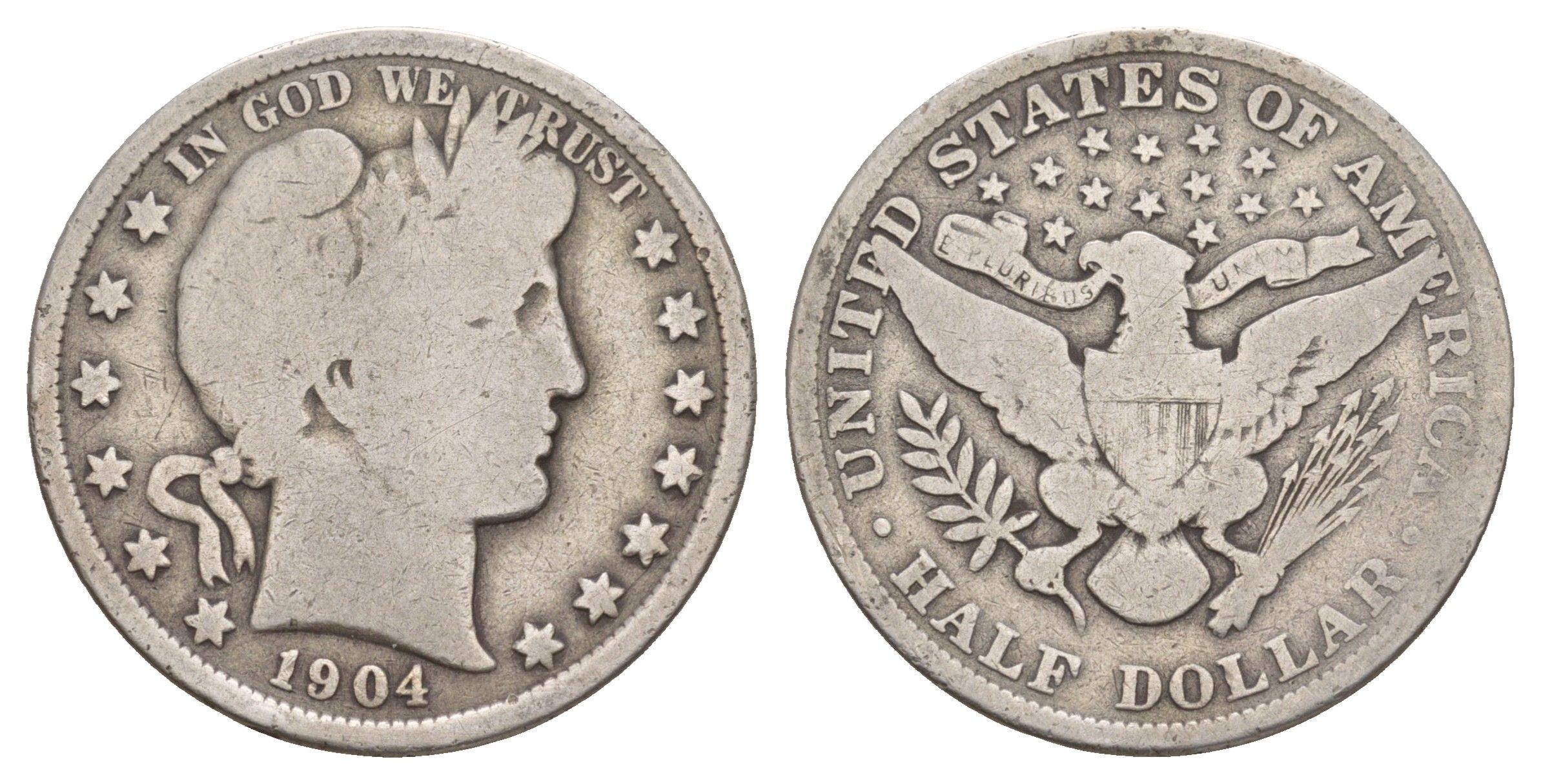 США 1/2 доллара (50 центов) 1904 50 центов Барбера KM 116 серебро    5010-1633