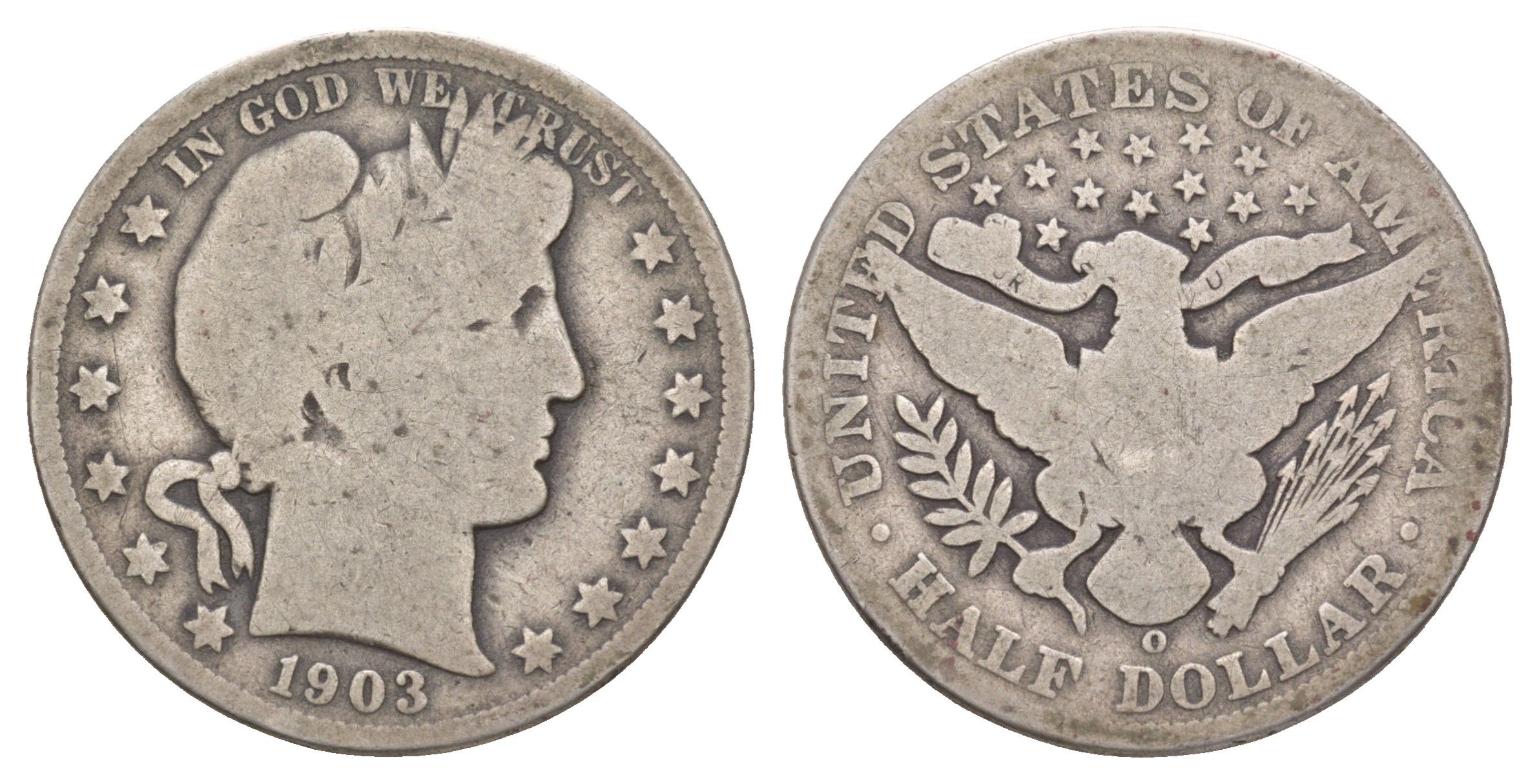 США 1/2 доллара (50 центов) 1903 O, 50 центов Барбера KM 116 серебро    5010-1631