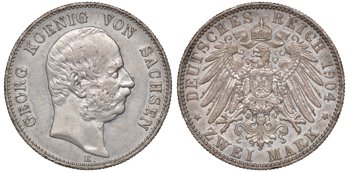Саксония 2 марки 1904 E KM 1257 серебро 00-00