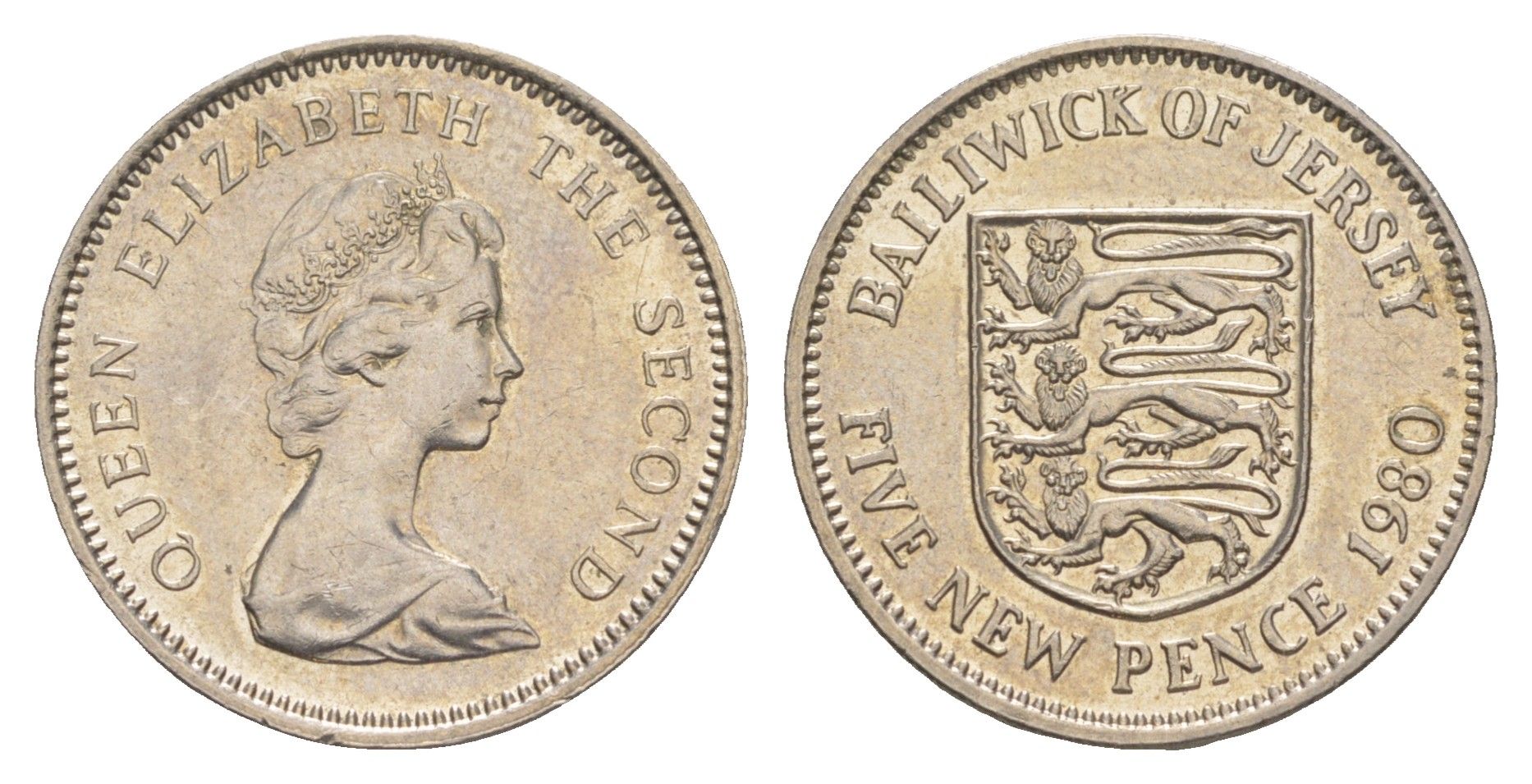 Джерси 5 пенсов 1980 герб, Елизавета II (1952-2022) KM 32 медно-никель aUNC 4652-543