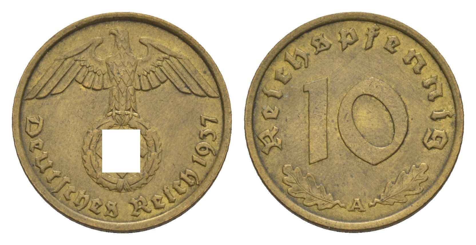 Германия 10 рейхспфеннигов 1937 A KM 92, J. 364 алюминиевая бронза 4615-152