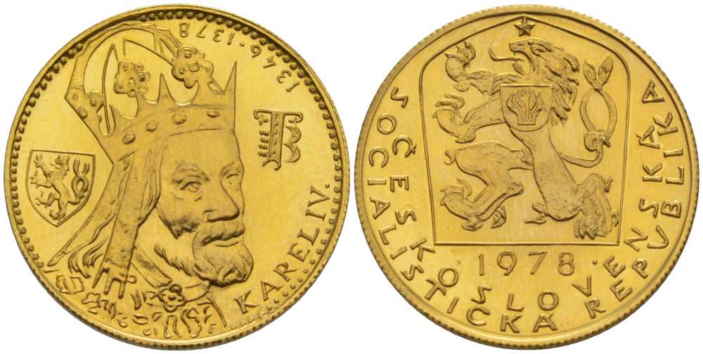 Чехословакия 1 дукат 1978 600 лет со дня смерти Карла IV золото UNC 00-808-62