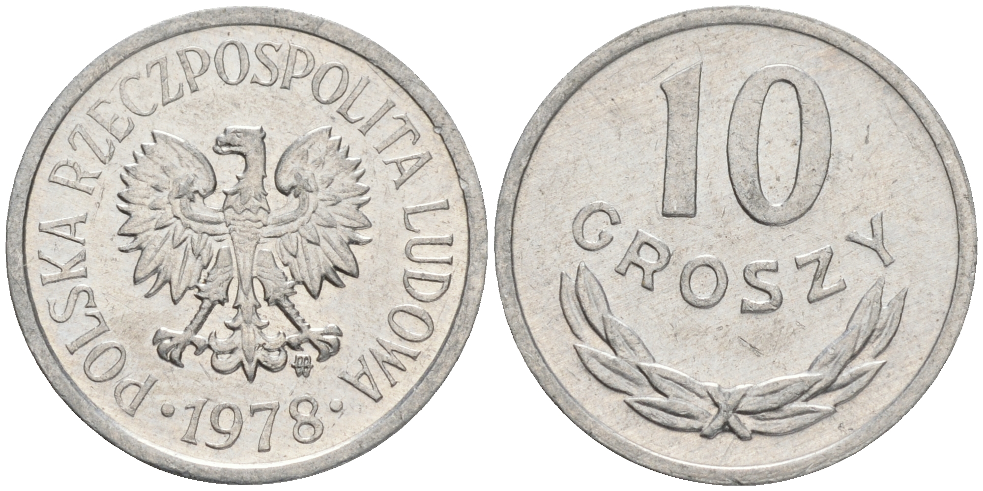 ПОЛЬША 10 ГРОШЕЙ 1978 MW KM АА47 алюминий XF-UNC 192-113