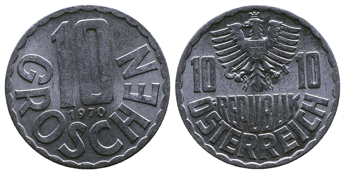 АВСТРИЯ 10 ГРОШЕЙ 1970 KM 2878 алюминий 4384-1132