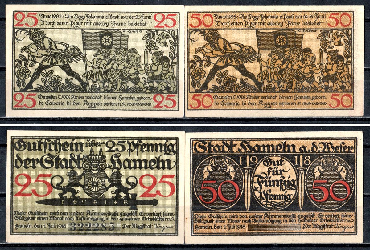 Хамельн (Пруссия, Ганновер) набор из 2 нотгельдов 1918 2193-5-4-2