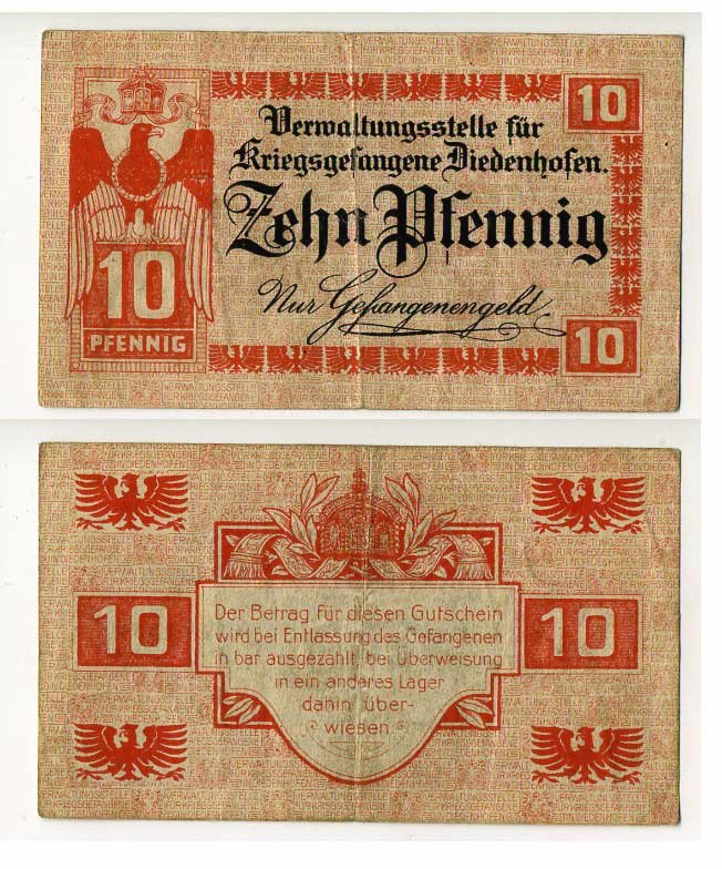 ГЕРМАНИЯ 10 ПФЕННИГОВ ND ЛАГЕРЬ ВОЕННОПЛЕННЫХ В ТЬОНВИЛЕ (ФРАНЦИЯ) C-2875 бумага 504-90-3-1