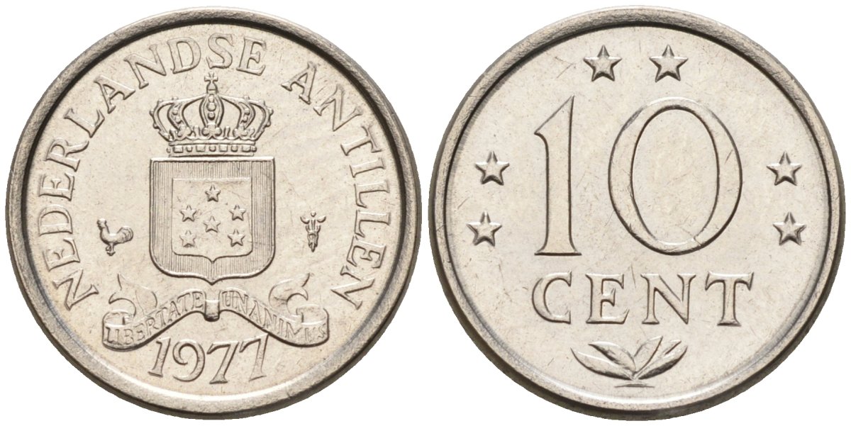 Нидерландские Антилы 10 центов 1977 Юлиана (1948-1980) KM 10 никель 4181-263