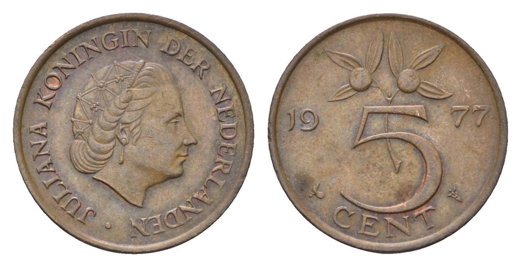 Нидерланды 5 центов 1977 Юлиана (1948-1980) KM 181 бронза 4685-131