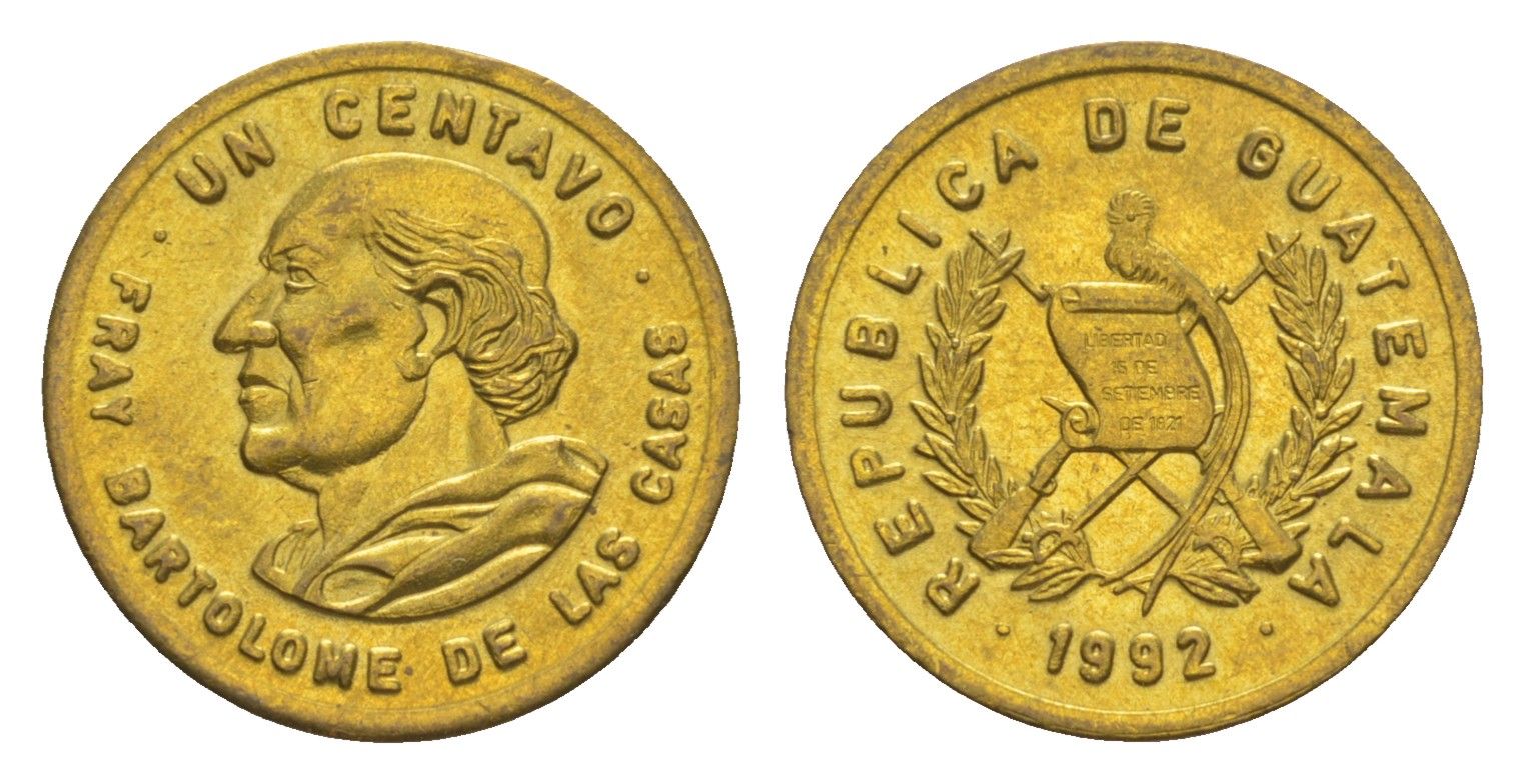 Гватемала 1 сентаво 1992 KM 275 латунь UNC 4644-256