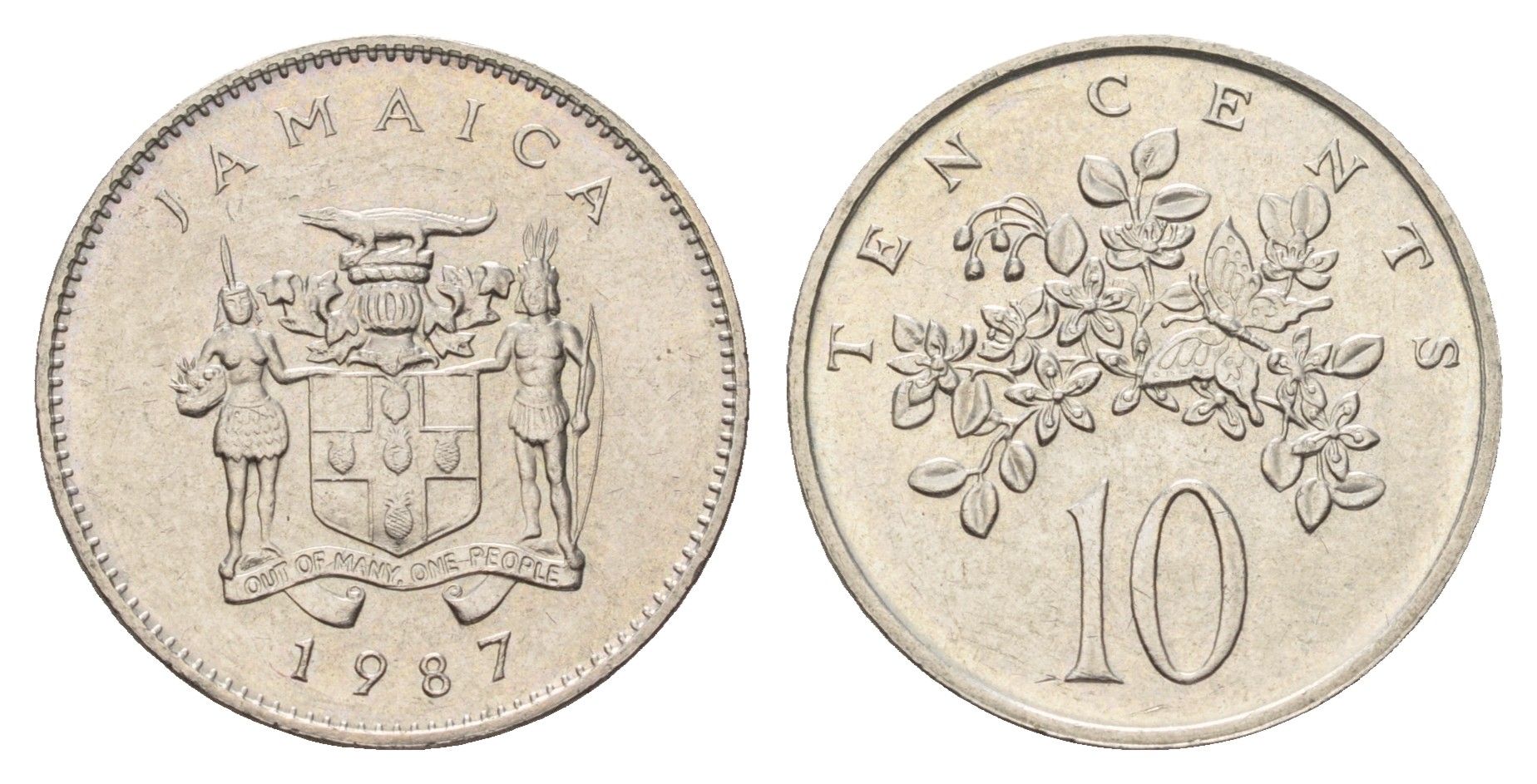 Ямайка 10 центов 1987 KM 47 медно-никель UNC 4579-111