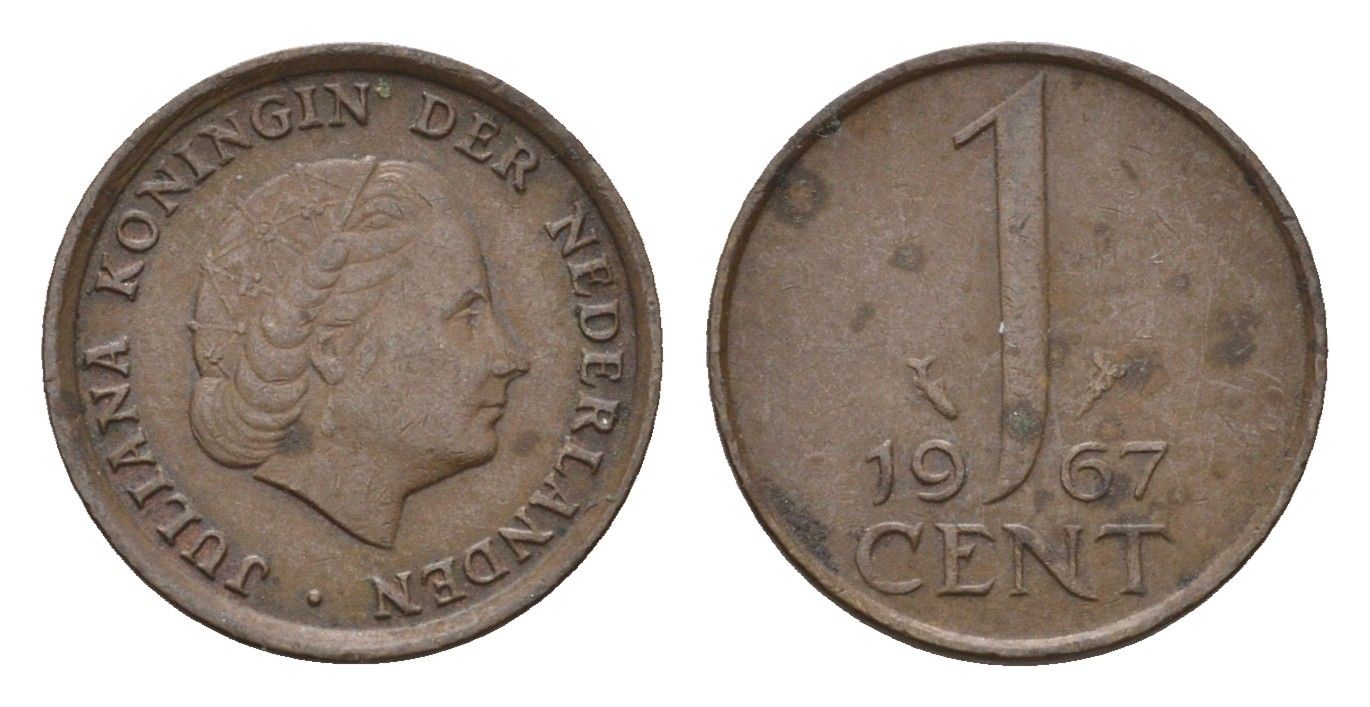 Нидерланды 1 цент 1967 Юлиана (1948-1980) KM 180 бронза 4611-1218
