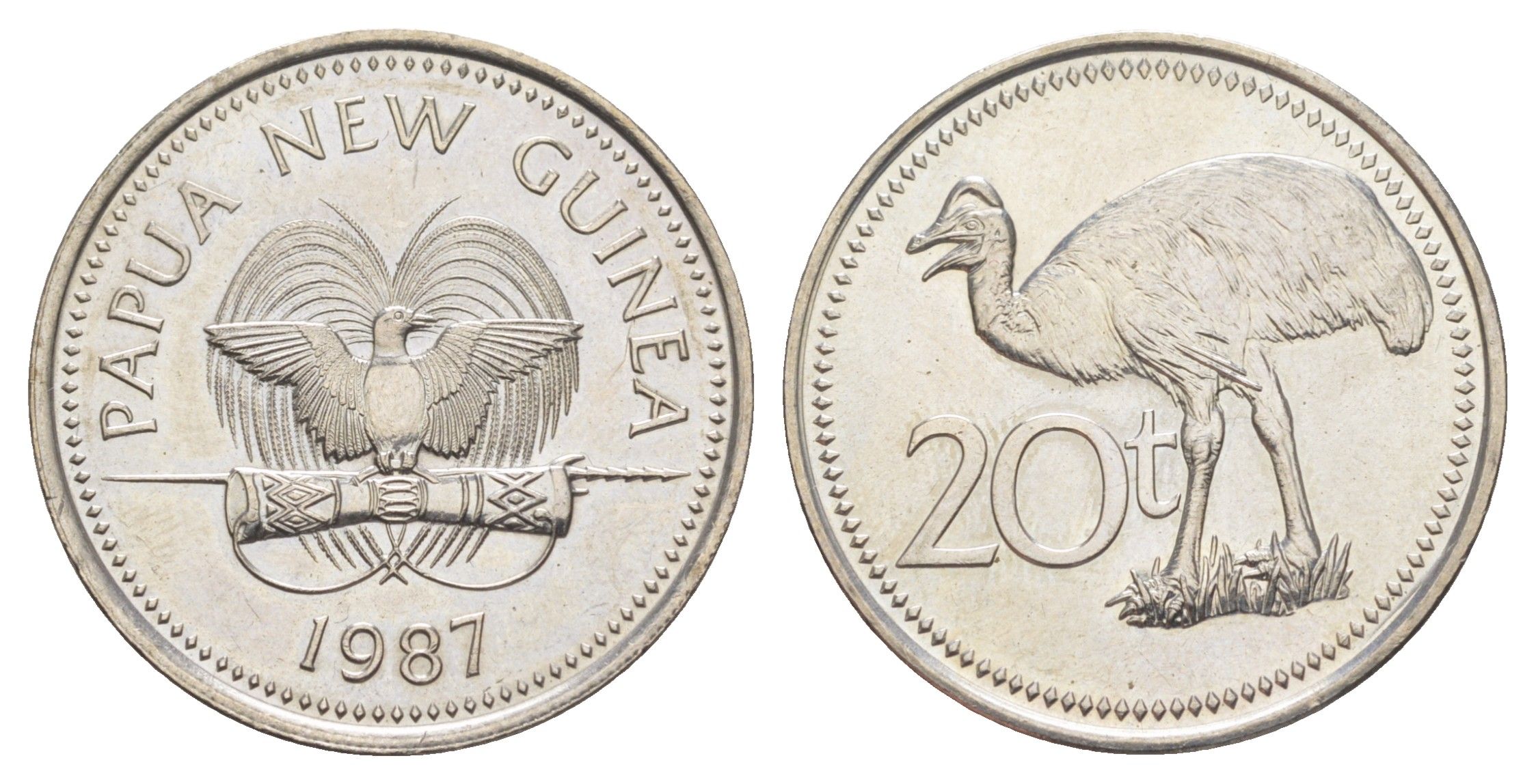 Папуа - Новая Гвинея 20 тойя 1987 KM 5 медно-никель UNC 4654-412