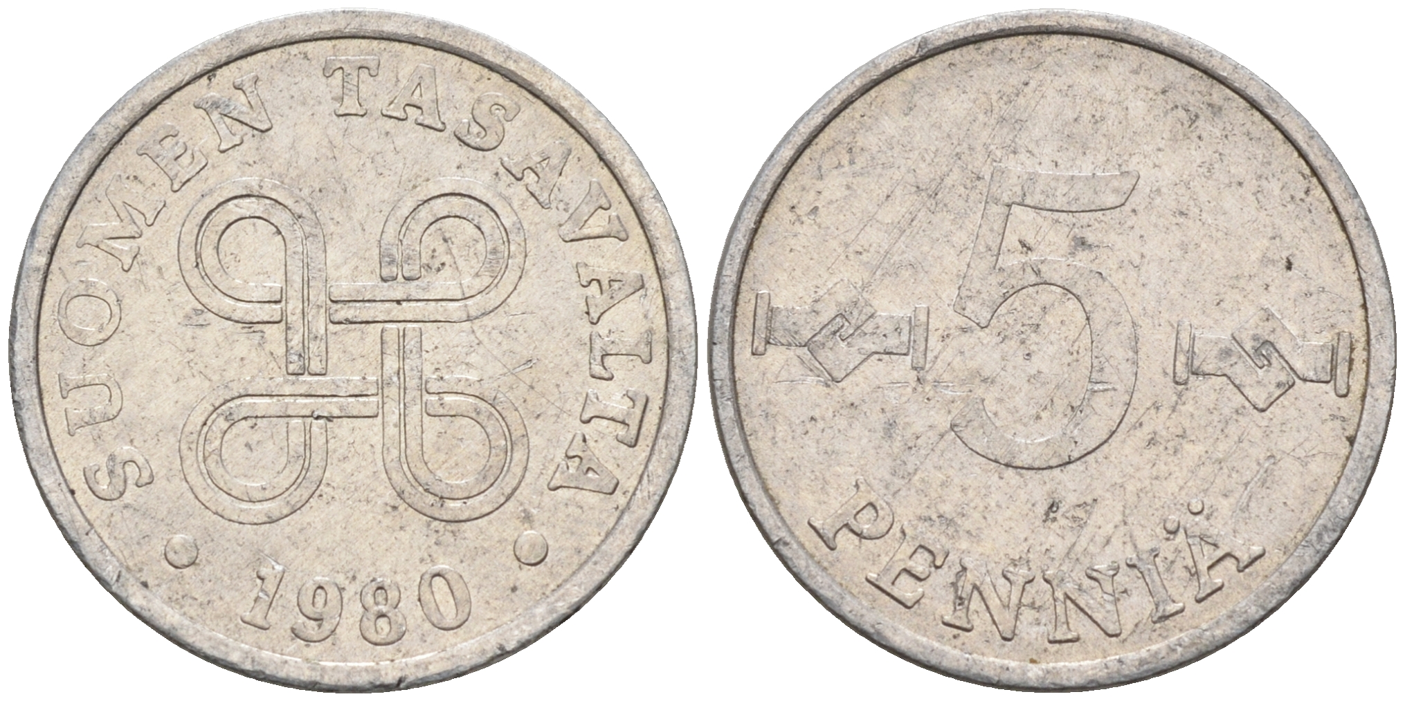 Финляндия 5 пенни 1980  KM 45a алюминий    4189-115