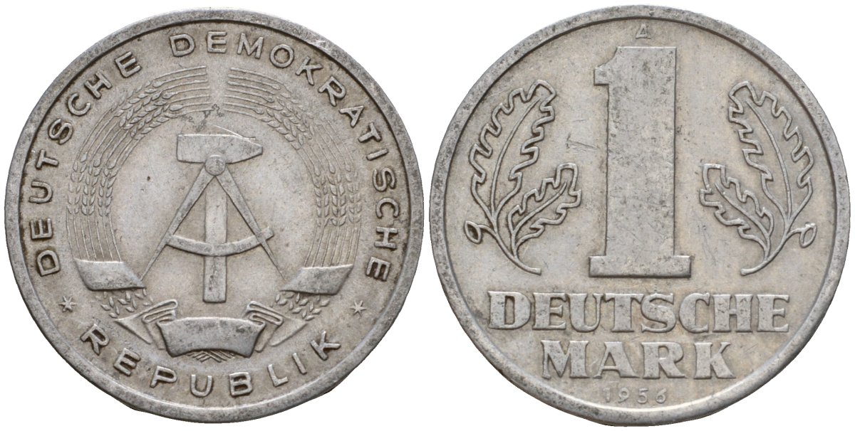 ГДР 1 марка 1956 A KM 13 алюминий 4601-457