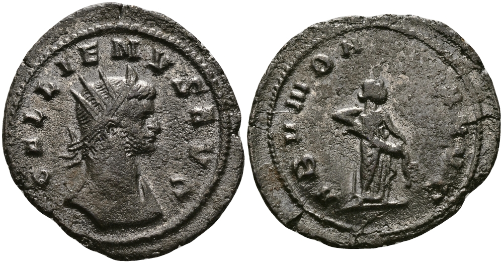 Римская Империя антониниан 265 - 267 Галлиен ABVNDANTIA AVG Рим Good Very fine RIC 157 биллон, серебрение 1073-10-71