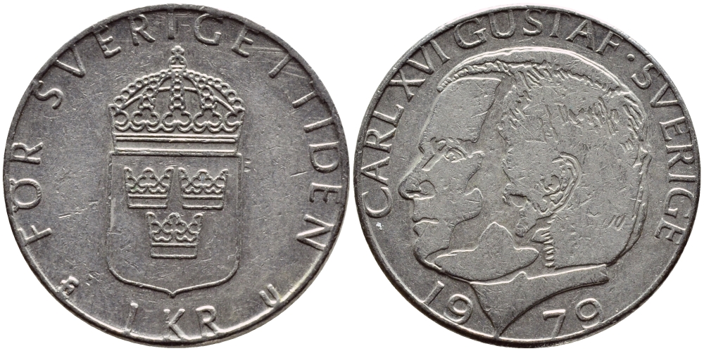 Швеция 1 крона 1979 Карл XVI Густав (1973- ) KM 852 медь плакированная медно-никелем 56-1036
