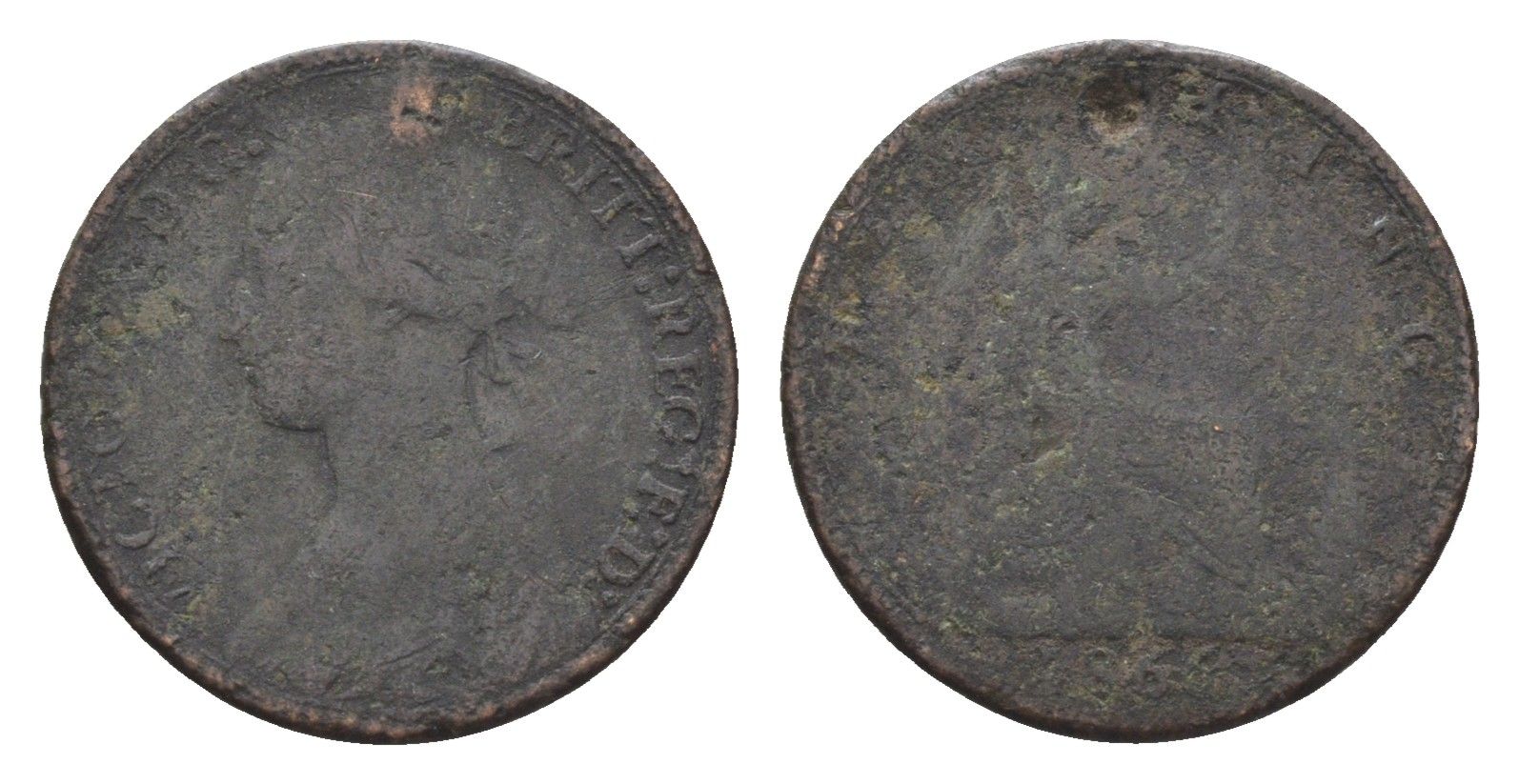 Великобритания 1 фартинг ND (1860-1873) Виктория (1837-1901) KM 747, Spink 3950 бронза 4664-232