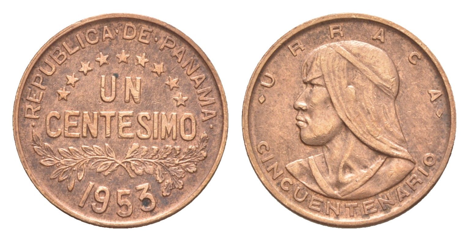 Панама 1 сентесимо 1953 50 лет независимости KM 17 бронза 4643-1223