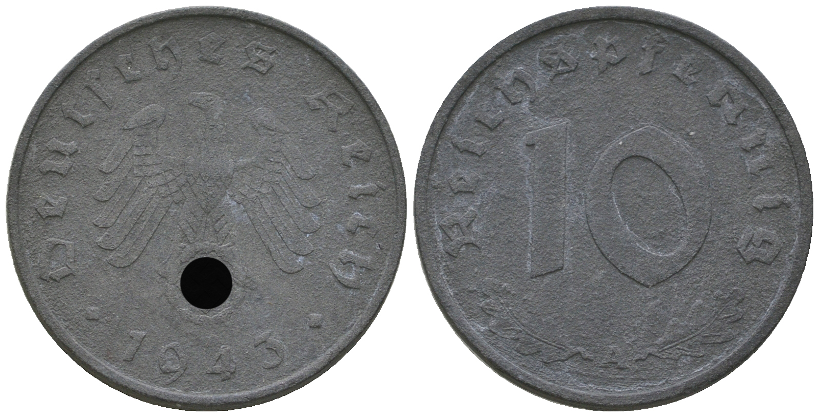 Германия 10 рейхспфеннигов 1943 A KM 101, J. 371 цинк   4589-1253