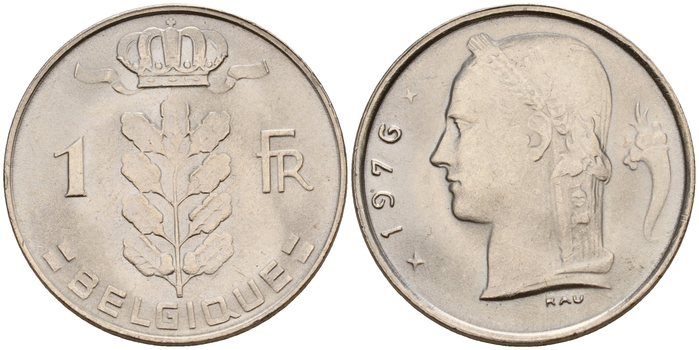 Бельгия 1 франк 1976 Belgique KM 142.1 медно-никель  UNC  4187-112
