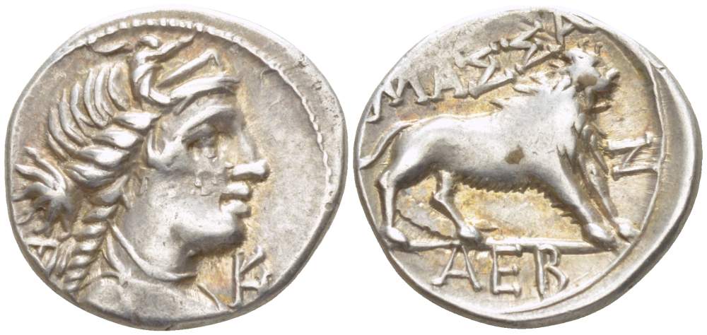 Галлия, Массалия тетрообол 121-82 гг. до н.э. голова богини Артемиды / ?????, лев, вес 2,69 г Depeyrot , vergl. 55/4 серебро 00-821-58