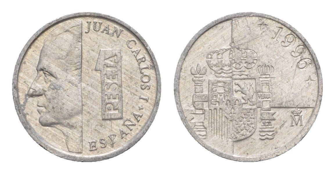 Испания 1 песета 1996 M, Хуан Карлос I (1975-2014) KM 832 алюминий 4623-1132