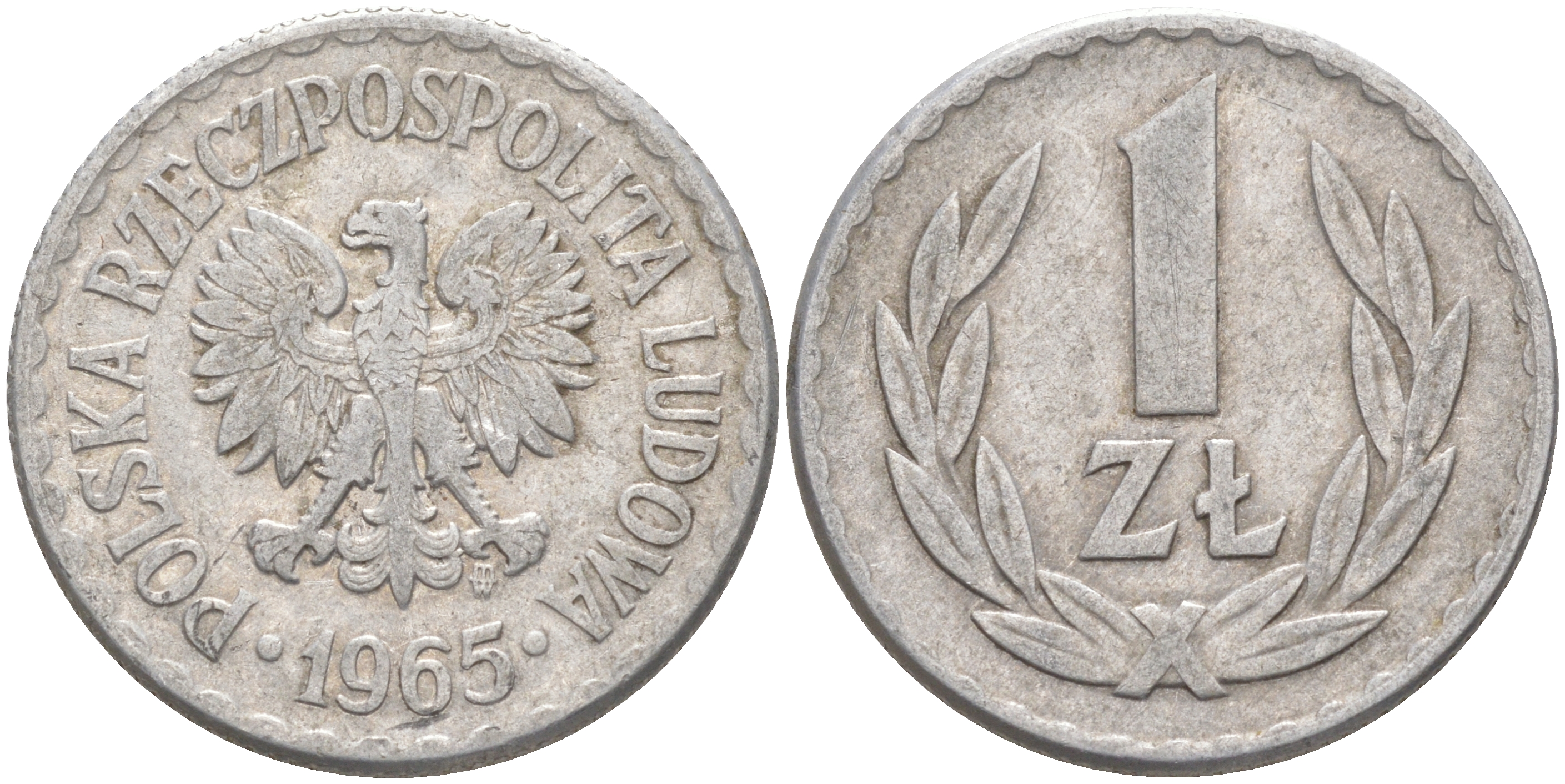 ПОЛЬША 1 ЗЛОТЫЙ 1965 MW KM 49.1 алюминий 106-525